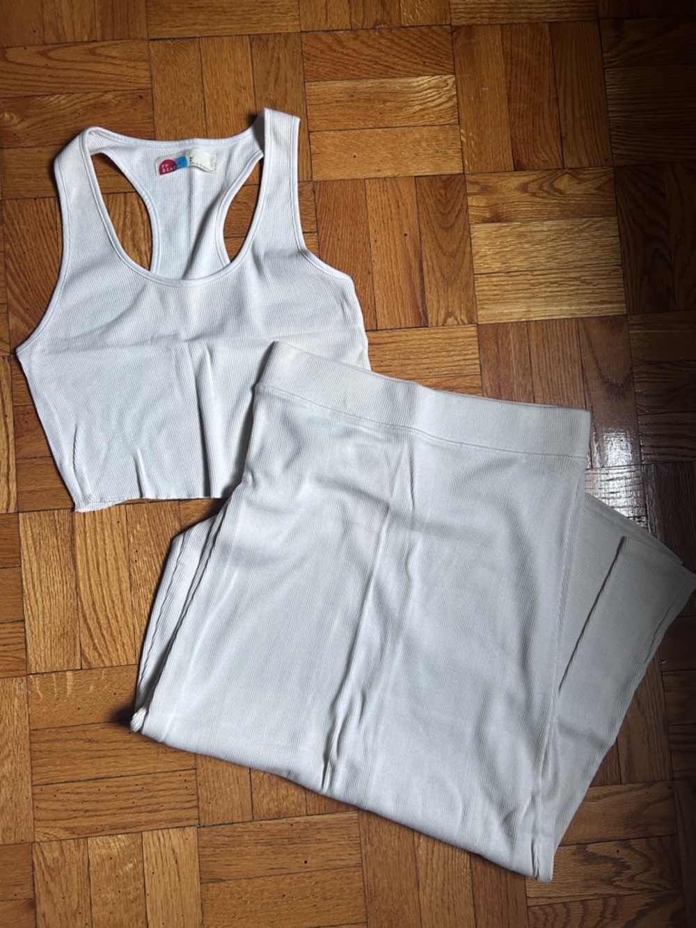 Free People Women's off white  Ribbed Tank Top & Skirt Set